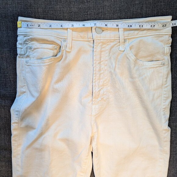 MOTHER Insider Crop Step Fray Jeans | Ivory "Chalk It Up" | Designer Denim - Picture 10 of 16